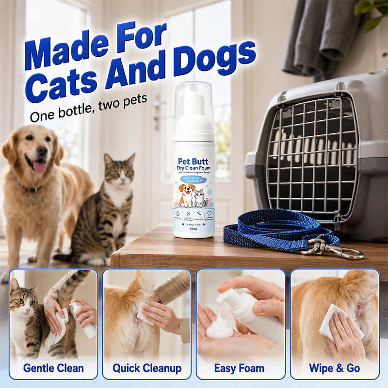 【Buy 1 Get 1 Free】No-Rinse Pet Butt Dry Clean Foam for Dogs & Cats