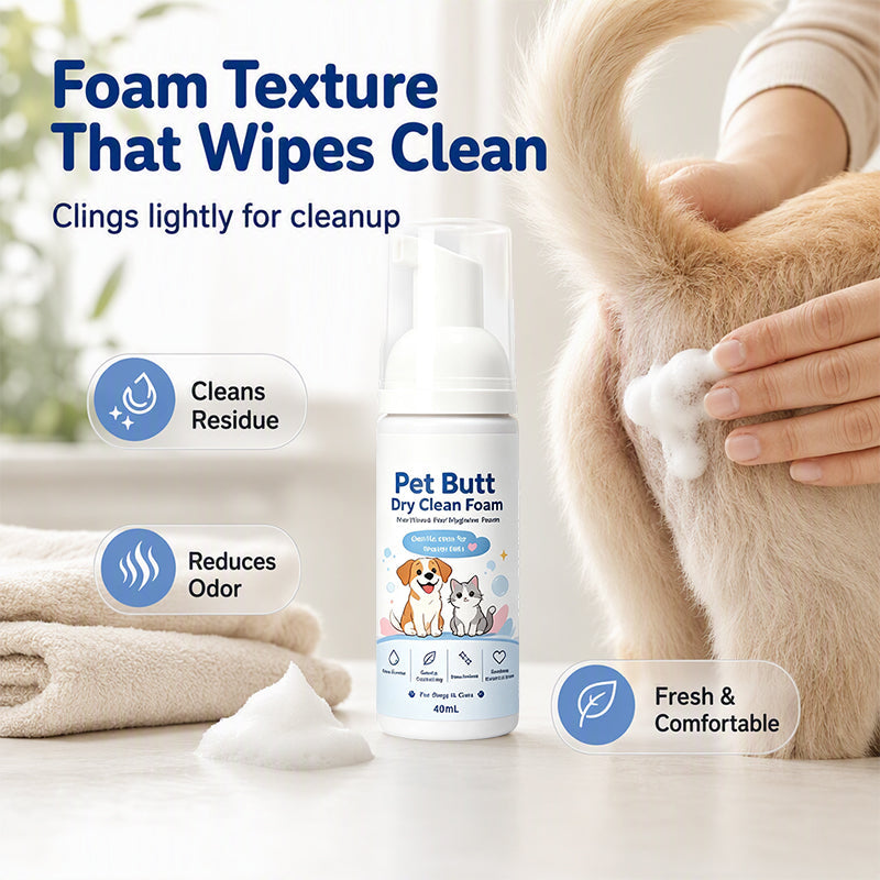 【Buy 1 Get 1 Free】No-Rinse Pet Butt Dry Clean Foam for Dogs & Cats