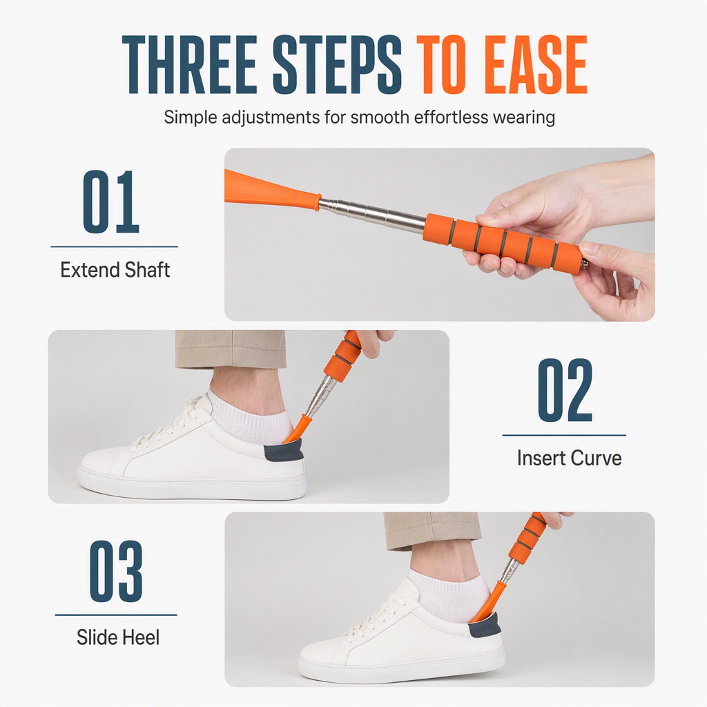 Telescopic Stainless Steel Long-Handle Shoe Horn