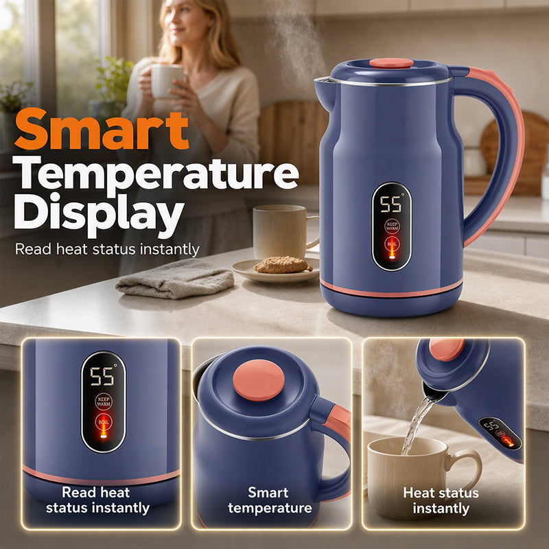 🎁2026 New Arrivals 50% OFF💥☕ Smart Electric Kettle: 3L, 1500W Fast Boil, 55°C Keep Warm, Temp Display, Cool-Touch