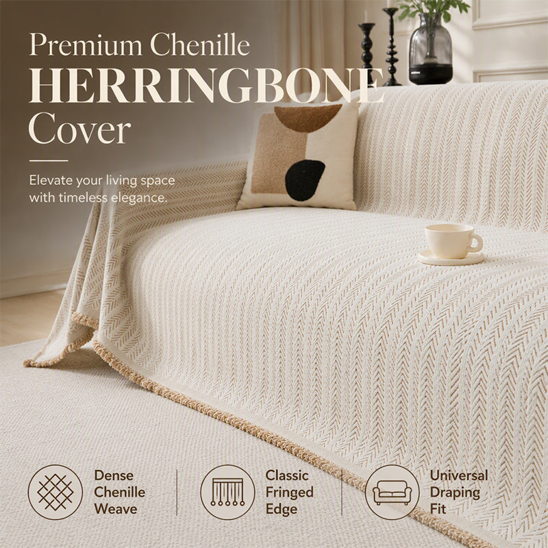 🛋️ Chenille Herringbone Sofa Throw | 4 Sizes
