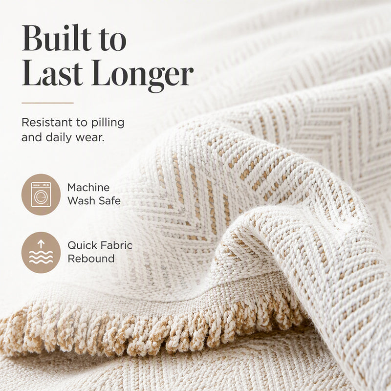 🛋️ Chenille Herringbone Sofa Throw | 4 Sizes