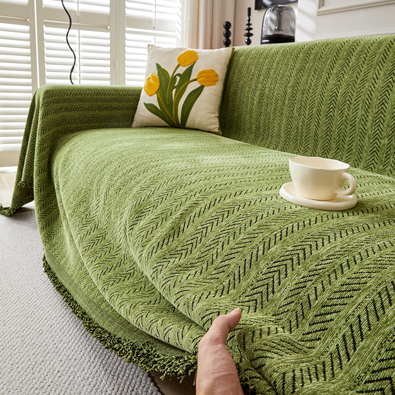 🛋️ Chenille Herringbone Sofa Throw | 4 Sizes