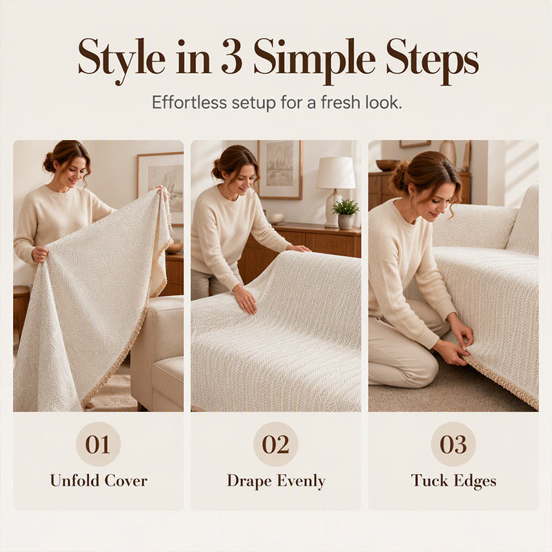 🛋️ Chenille Herringbone Sofa Throw | 4 Sizes