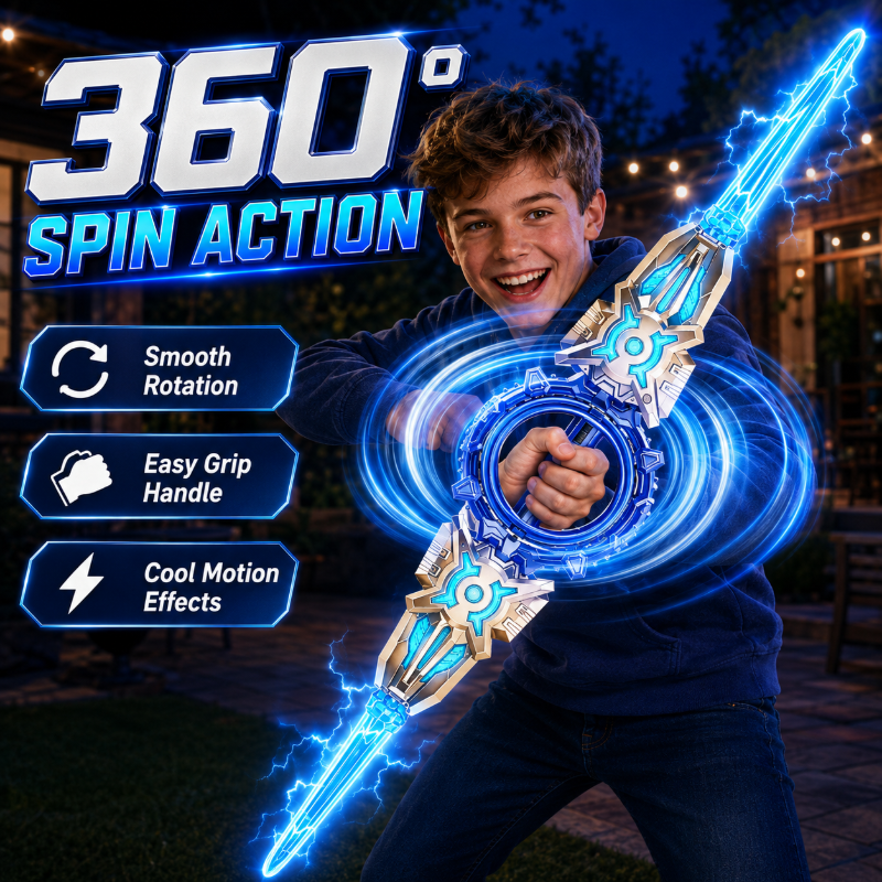 🥳2026 HOT SALE🥳💞50K+ SOLD! ⚔️✨Rechargeable Double-Blade Light Up Sword – 360° spin, extendable, 24 light modes, motion sounds, USB-C. Epic gift for kids 6+! 🎁💪