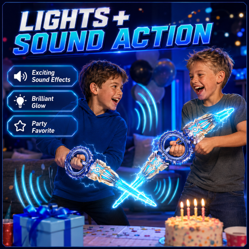 🥳2026 HOT SALE🥳💞50K+ SOLD! ⚔️✨Rechargeable Double-Blade Light Up Sword – 360° spin, extendable, 24 light modes, motion sounds, USB-C. Epic gift for kids 6+! 🎁💪