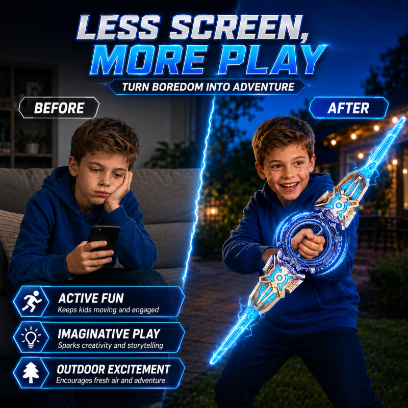 🥳2026 HOT SALE🥳💞50K+ SOLD! ⚔️✨Rechargeable Double-Blade Light Up Sword – 360° spin, extendable, 24 light modes, motion sounds, USB-C. Epic gift for kids 6+! 🎁💪