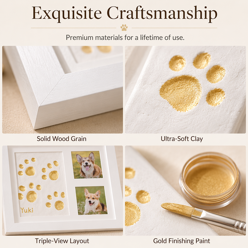 🐾 52% OFF! ✨ Baby & Pet Footprint Keepsake Frame Kit – Triple-Window Wooden Frame, Non-Toxic Soft Clay & Modern Minimalist Design – Capture Lifelong Memories in One Frame 👶