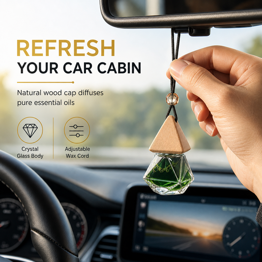 Triangular Car Hanging Air Freshener Bottle with Wooden Cap
