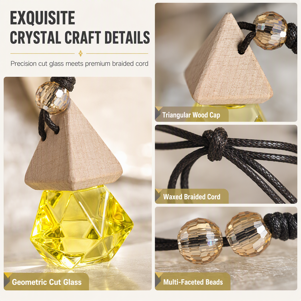 Triangular Car Hanging Air Freshener Bottle with Wooden Cap