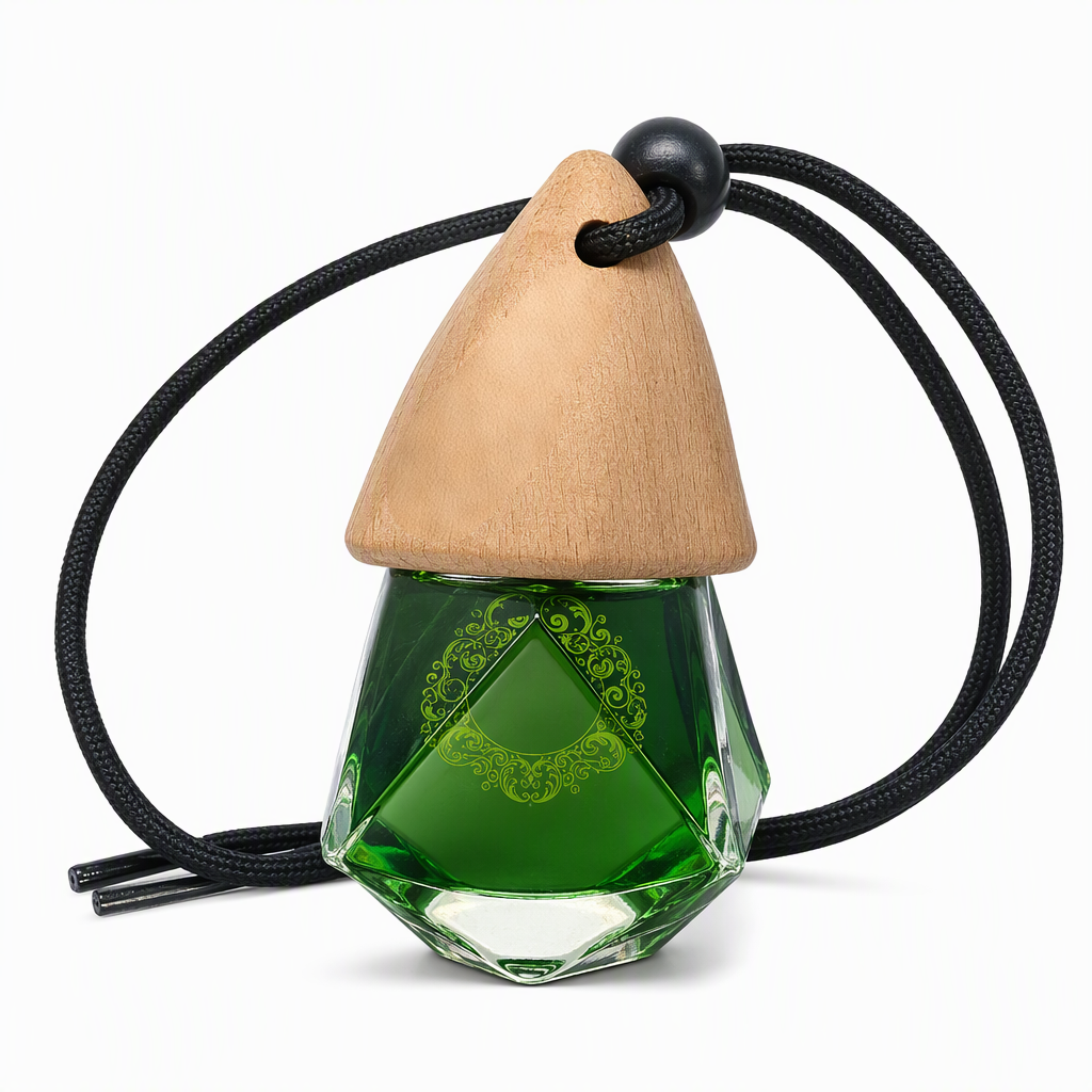 Triangular Car Hanging Air Freshener Bottle with Wooden Cap