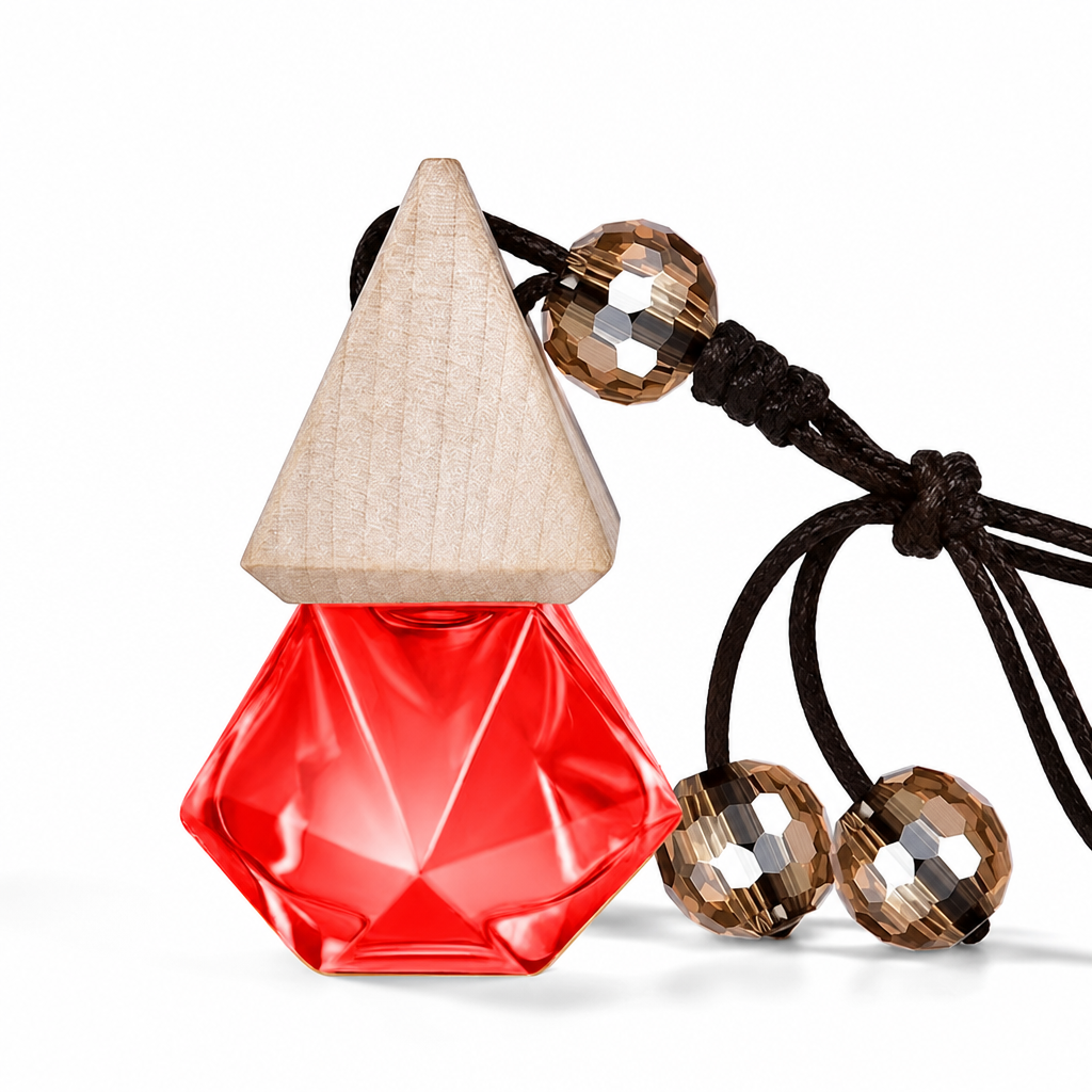 Triangular Car Hanging Air Freshener Bottle with Wooden Cap