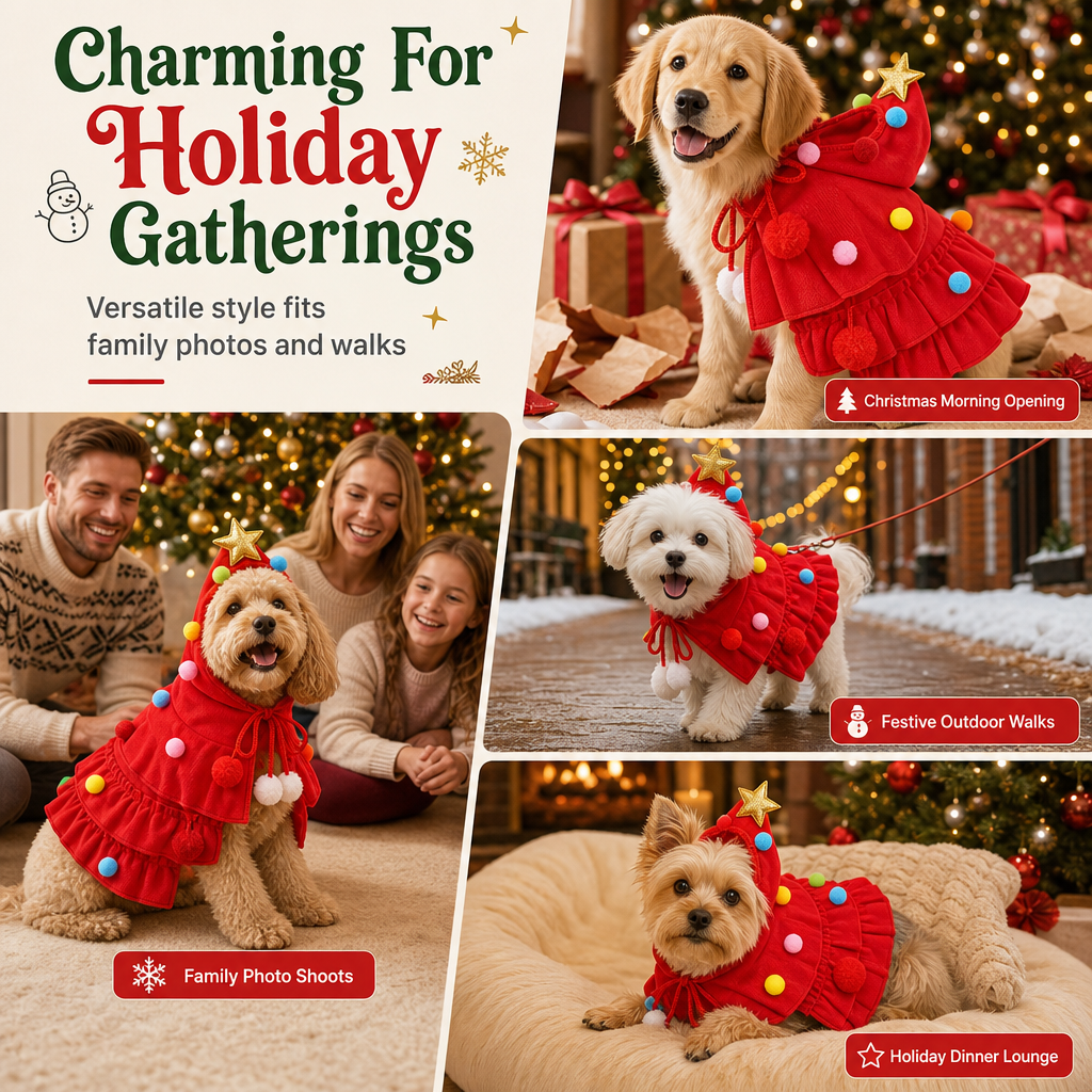 Christmas Tree Pet Cape Cloak for Cats & Dogs