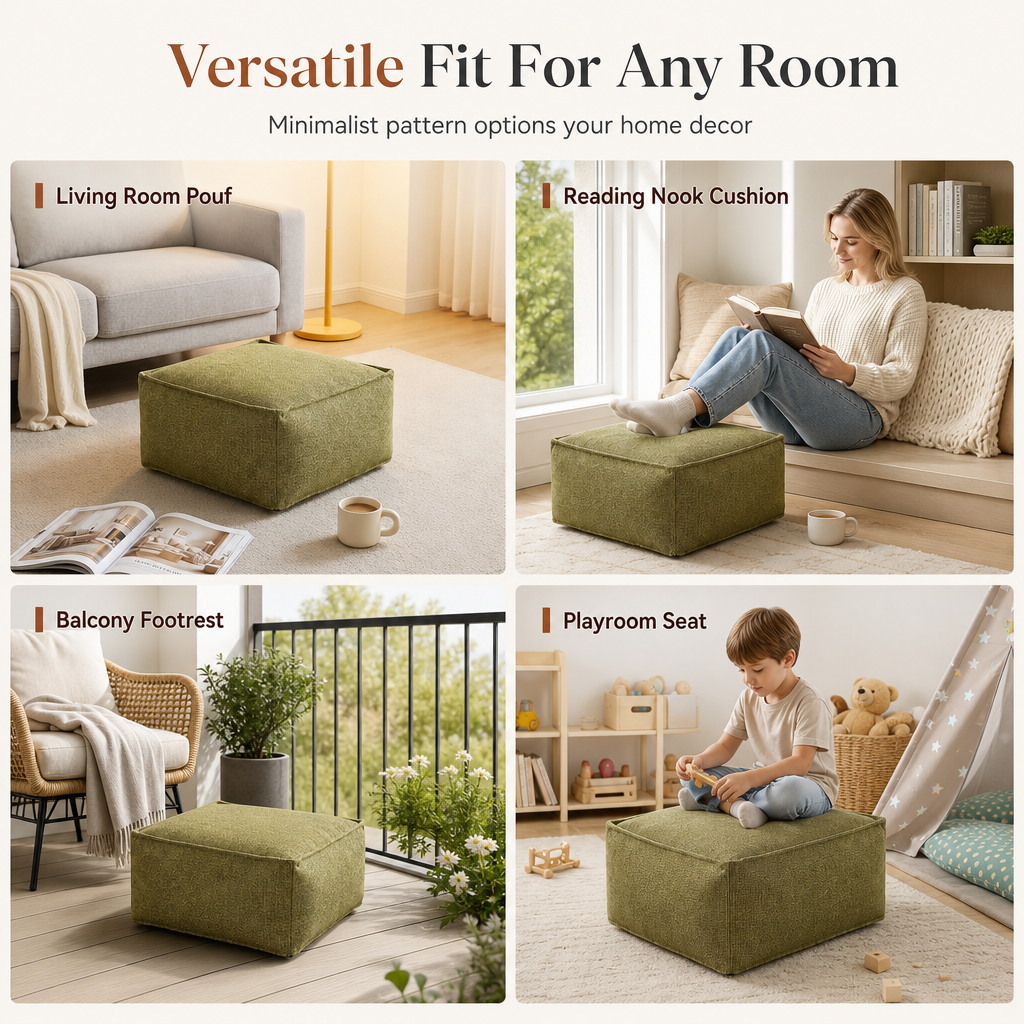 ⏰Storage Stool Cover: Fill with Clothes, 100kg Support, Wide Zipper, Washable, 45x45x23cm