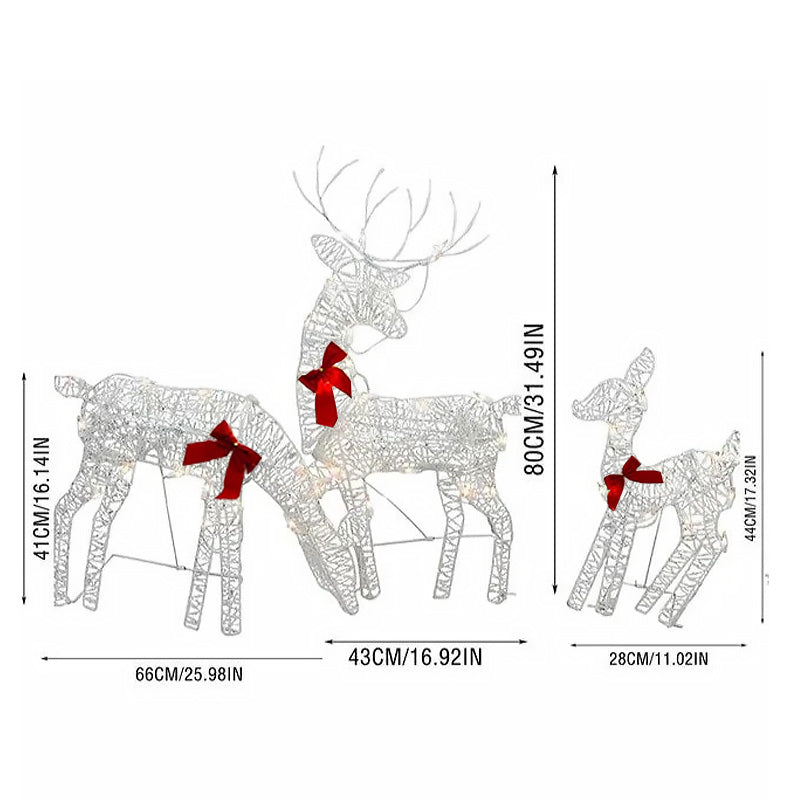 🔥2027 Debut release|LED Christmas Reindeer Set with Bow – Decorative Reindeer Family for Indoor and Outdoor