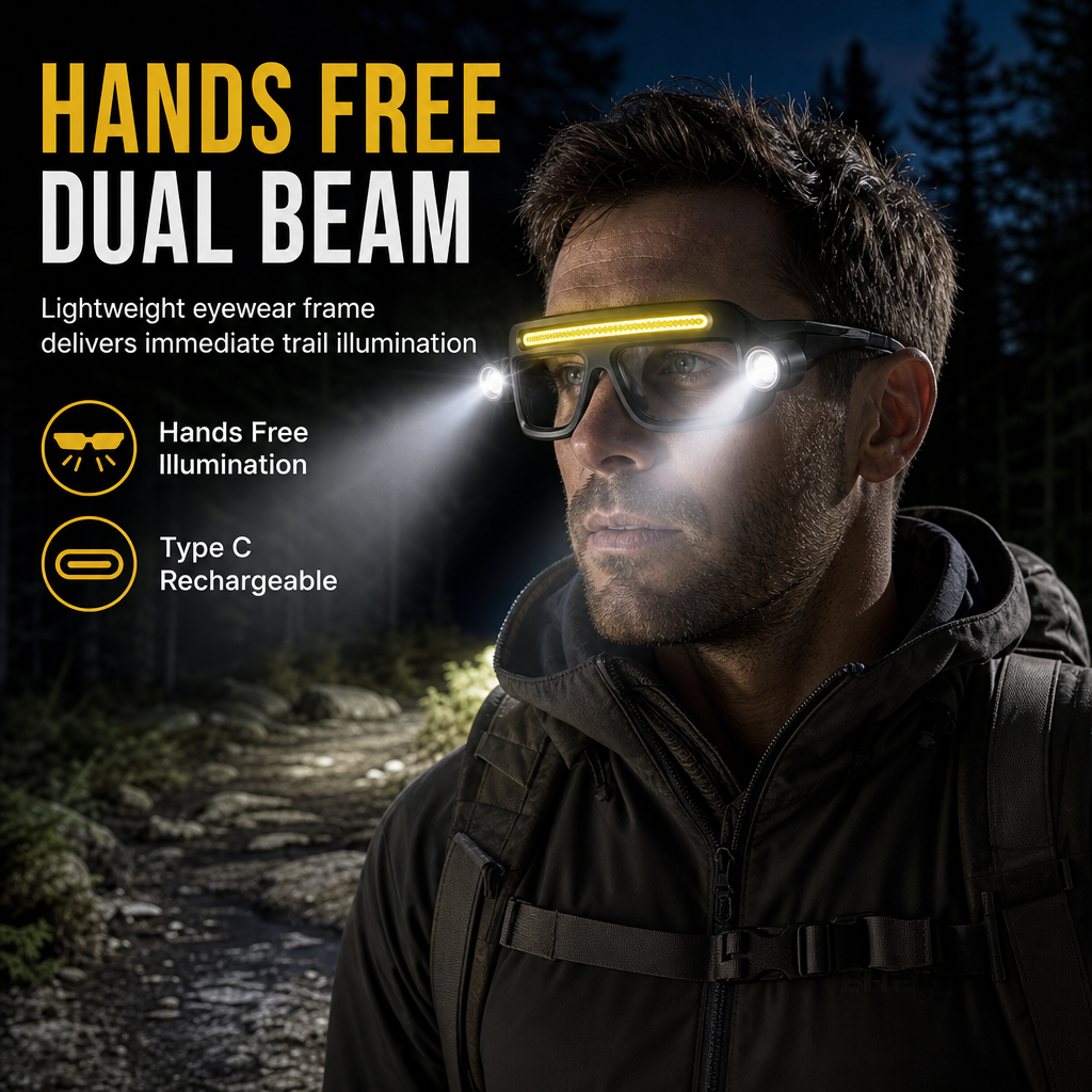 🥰2026 HOT SALE💥50K+ SOLD! 🌟USB Rechargeable Double Sided Clip On Glasses Light for Outdoor Hiking and Reading
