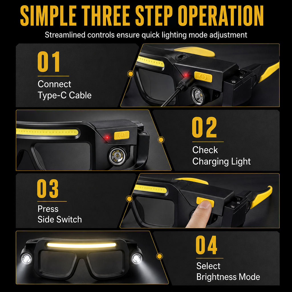 🥰2026 HOT SALE💥50K+ SOLD! 🌟USB Rechargeable Double Sided Clip On Glasses Light for Outdoor Hiking and Reading