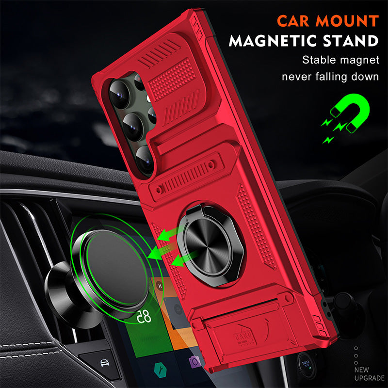 📱 Samsung Card Holder Case with Magnetic Ring Stand