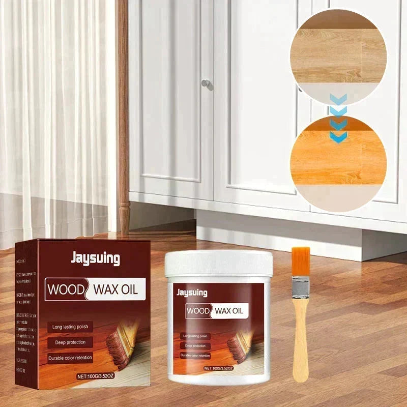 50% OFF NOW! Wood Wax Oil Wood Cleaner & Polish 3.5 Oz, Furniture Restoration Wax with Premium Brush for Wooden Surface Care