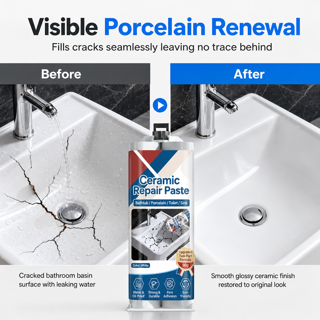 🛁 50% OFF NOW! 🧱 Ceramic Tile Repair Paste – Quick-Drying, Crack & Chip Filler – Waterproof Epoxy for Sinks, Tiles & Marble 🛠️