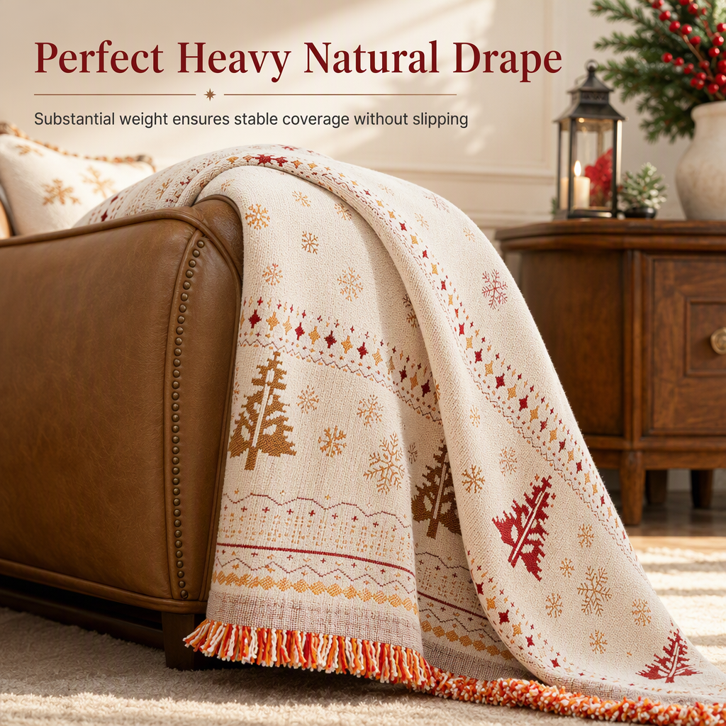 ⏰🛋️ Chenille Holiday Throw: Thick, Dual-Sided, Anti-Scratch, Hand-Knotted Tassels, for Sofa & Bed