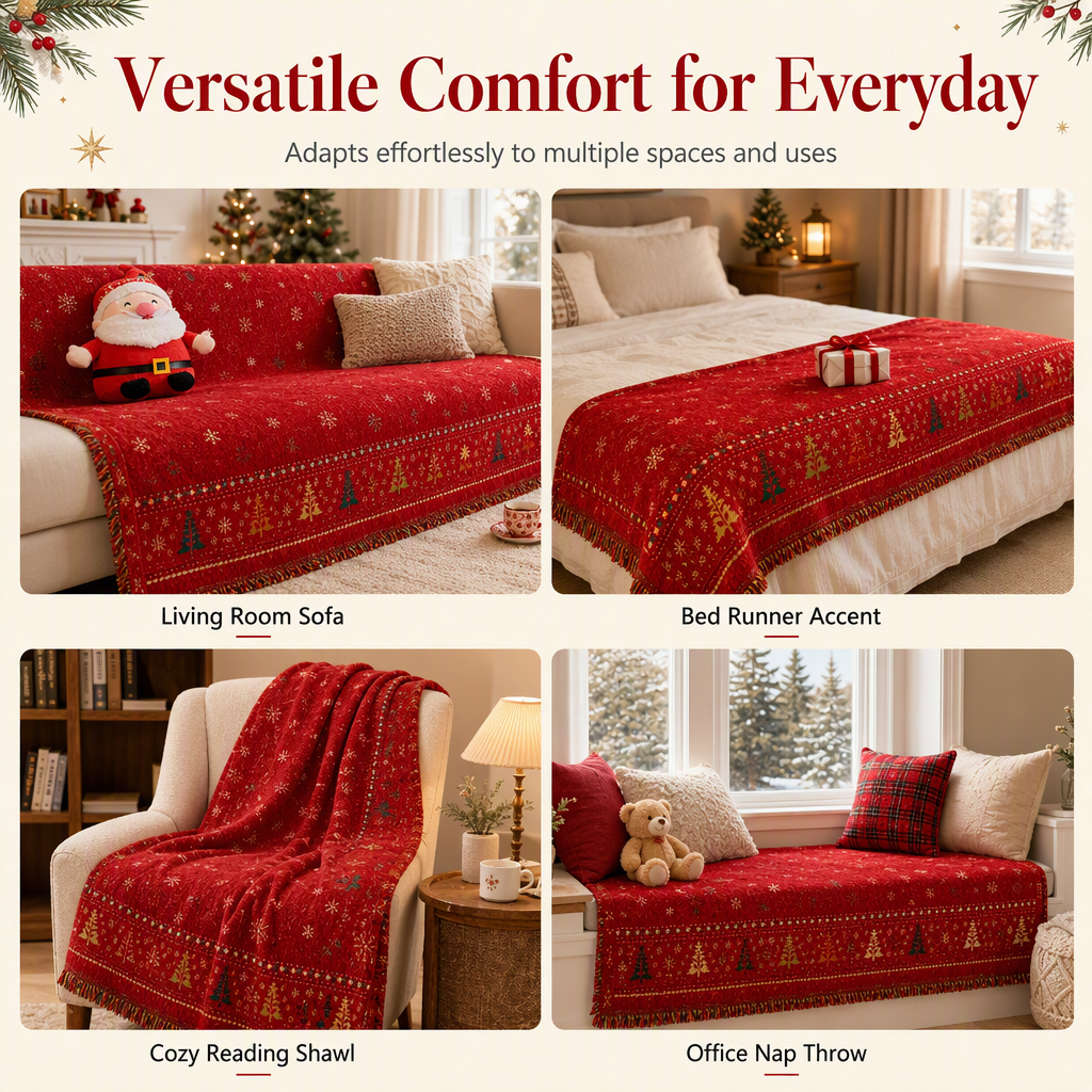 ⏰🛋️ Chenille Holiday Throw: Thick, Dual-Sided, Anti-Scratch, Hand-Knotted Tassels, for Sofa & Bed