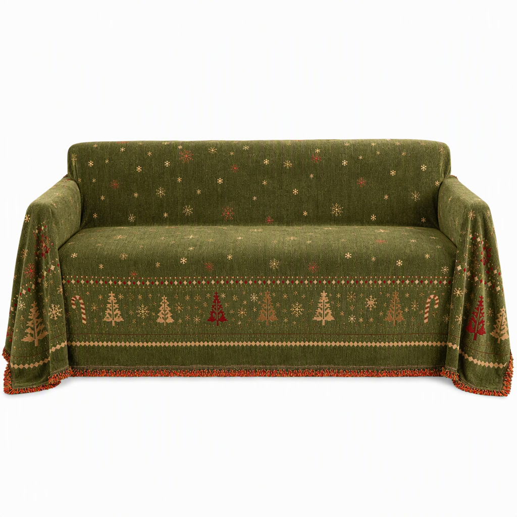 ⏰🛋️ Chenille Holiday Throw: Thick, Dual-Sided, Anti-Scratch, Hand-Knotted Tassels, for Sofa & Bed