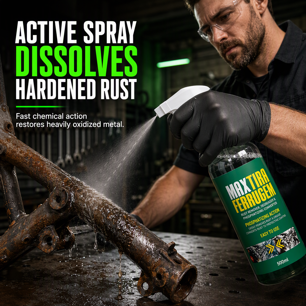 3 in 1 Rust Remover and Phosphating Agent for Metal Parts 500ml with Spray Nozzle to Remove Grease and Rust and Form a Rustproof Protective Film