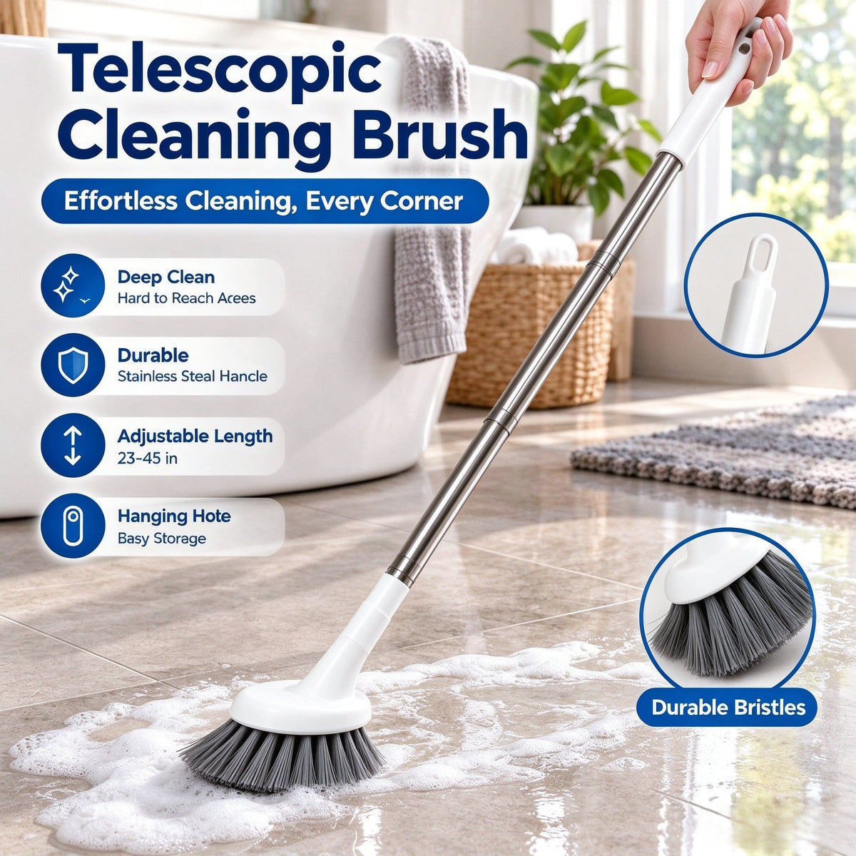 📢 Buy More Save More！⏰Telescopic Cleaning Brush | Scrub Brush for Hard-to-Reach Corners🚽