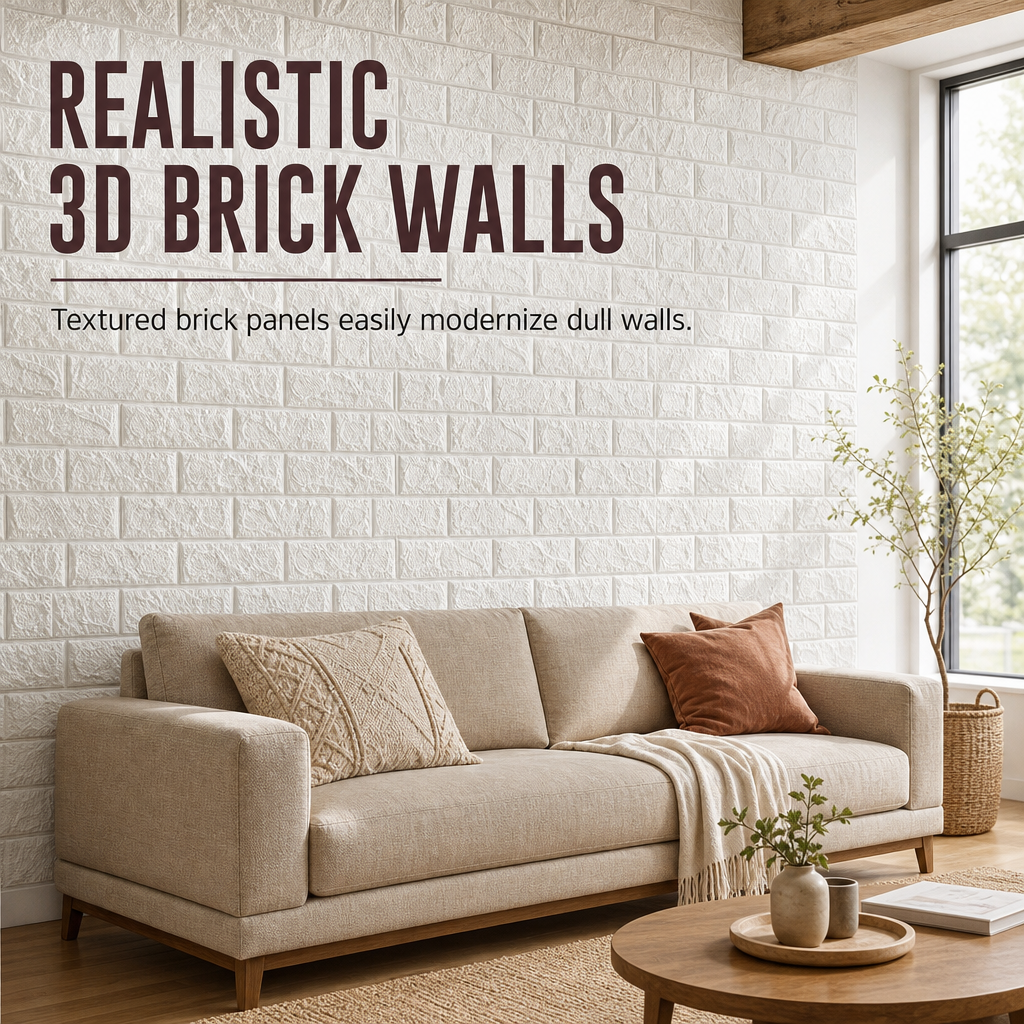 🍃🏆 Last Day Special Price £5.29 ! ⏰Transform Walls Instantly! Self-Adhesive 3D Brick Panels🏡🧱