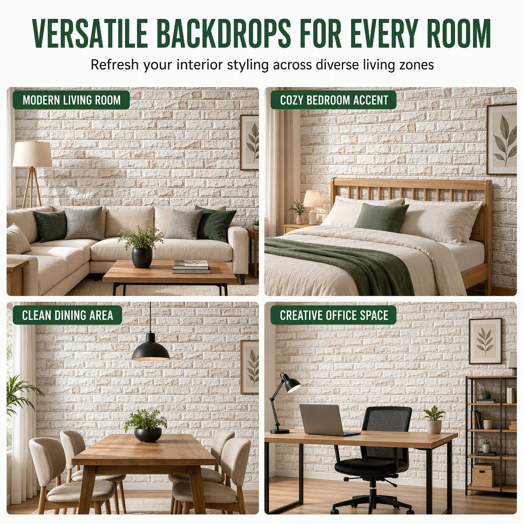 🍃🏆 Last Day Special Price £5.29 ! ⏰Transform Walls Instantly! Self-Adhesive 3D Brick Panels🏡🧱