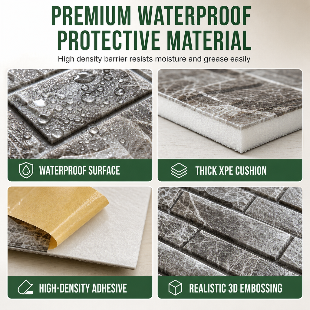🍃🏆 Last Day Special Price £5.29 ! ⏰Transform Walls Instantly! Self-Adhesive 3D Brick Panels🏡🧱