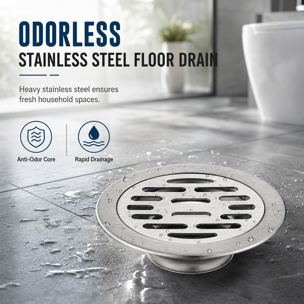 🏆 Last Day Special Price £6.99! 🔥Buy more save more🎁Brushed Stainless Steel Round Floor Drain with Deodorizing Core for Bathroom and Washing Machine