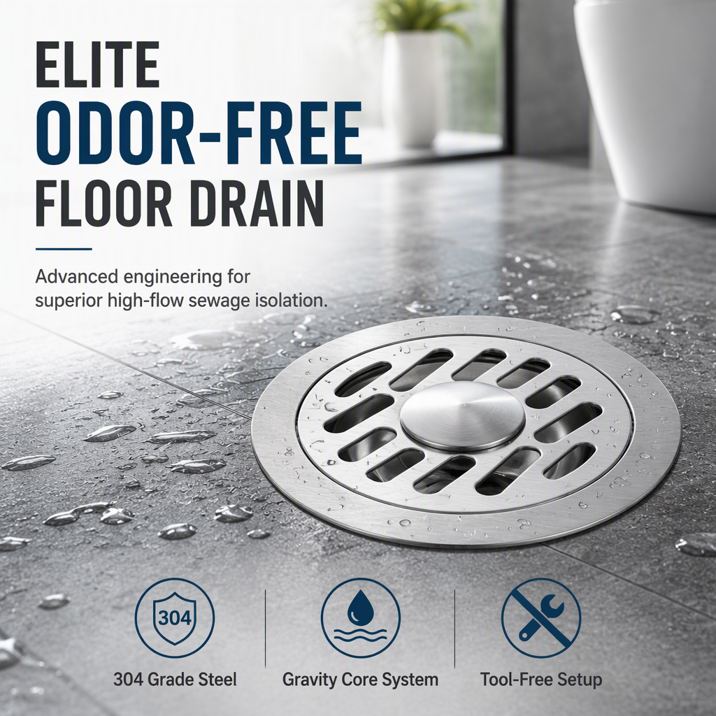 🏆 Last Day Special Price £6.99! 🔥Buy more save more🎁Brushed Stainless Steel Round Floor Drain with Deodorizing Core for Bathroom and Washing Machine