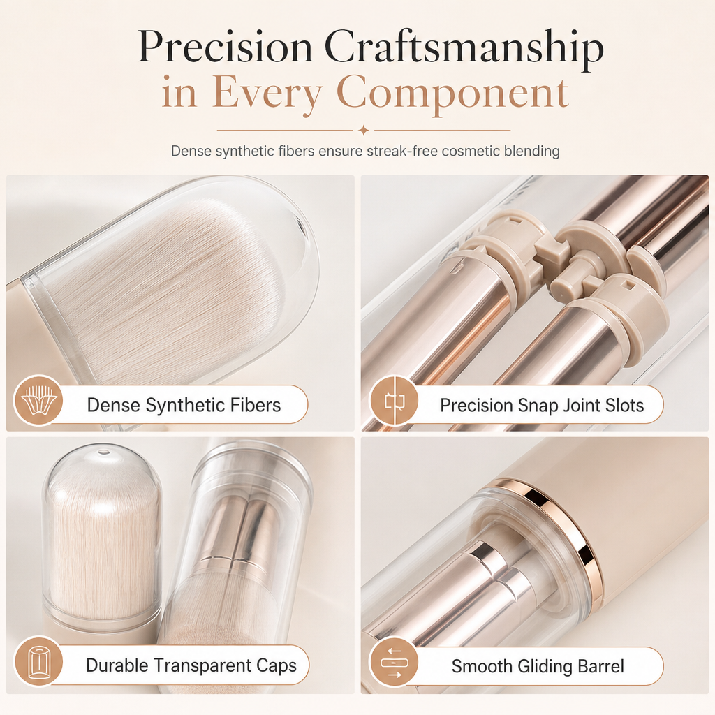 🖌️LAST DAY SALE 60% OFF !!📢Portable Retractable Makeup Brush Set – Multifunctional Travel Cosmetic Tool with Powder, Blush & Silicone Lip Brush