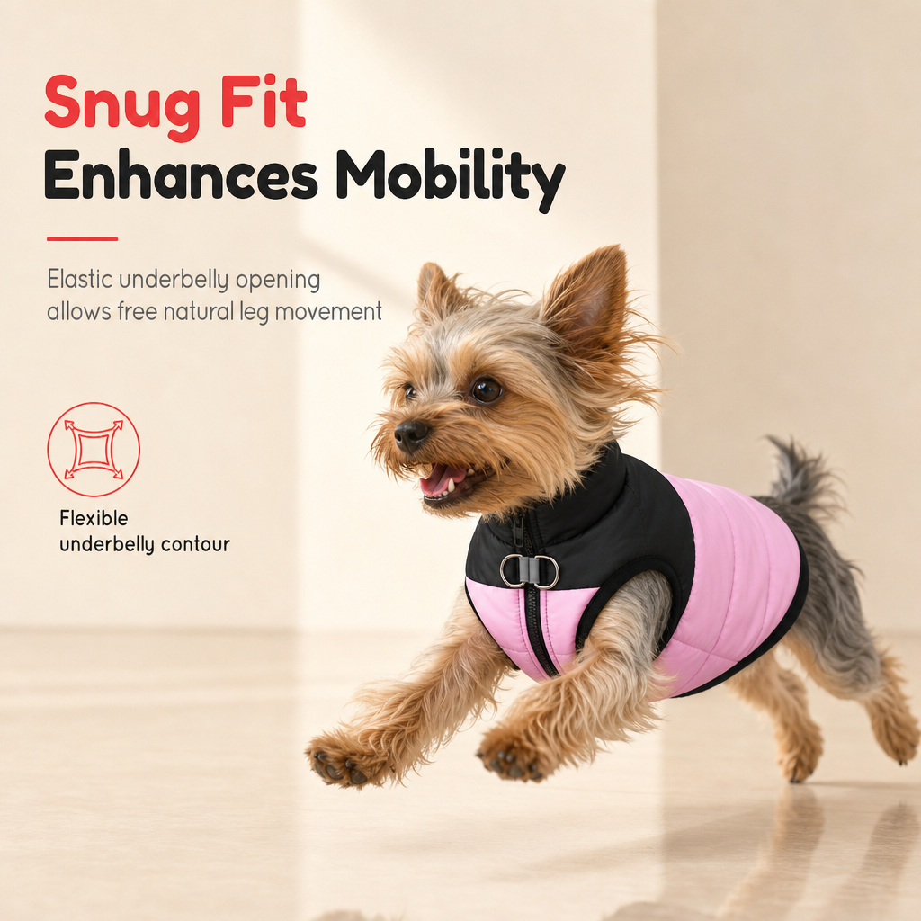 🐕❄️Fall Winter Thick Padded Windproof Dog Coat Vest | Integrated Back Steel D Ring Leash Point🧥