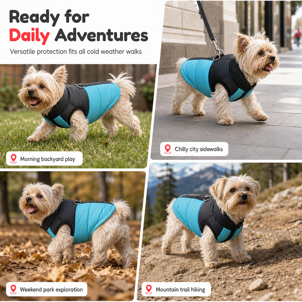 🐕❄️Fall Winter Thick Padded Windproof Dog Coat Vest | Integrated Back Steel D Ring Leash Point🧥
