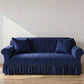 Elastic Embossed Jacquard Sofa Cover with Ruffled Skirt