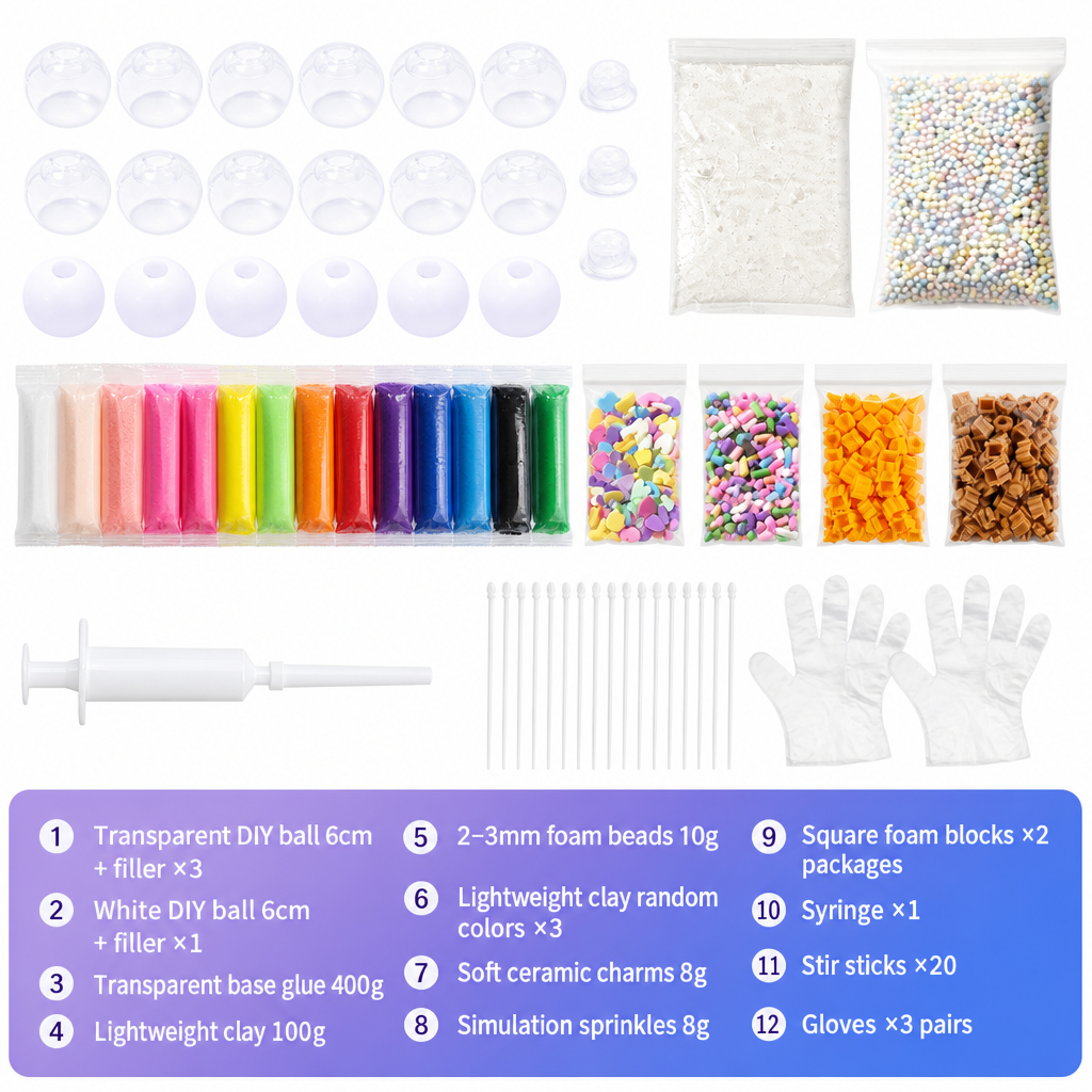 🥳2026 HOT SALE🥳💞50K+ SOLD! 🧪DIY Squeeze Ball Making Kit – mix colorful clay & sparkling fillers, leak-proof slow-rising fun. No-mess craft for kids! 🎨✅