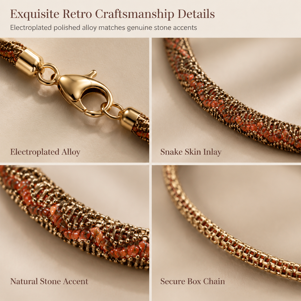 🐍 LIMITED-TIME 50% OFF! ✨ Vintage Snake Pattern Geometric Clavicle Chain – Retro, Eye-Catching, Comfort Fit