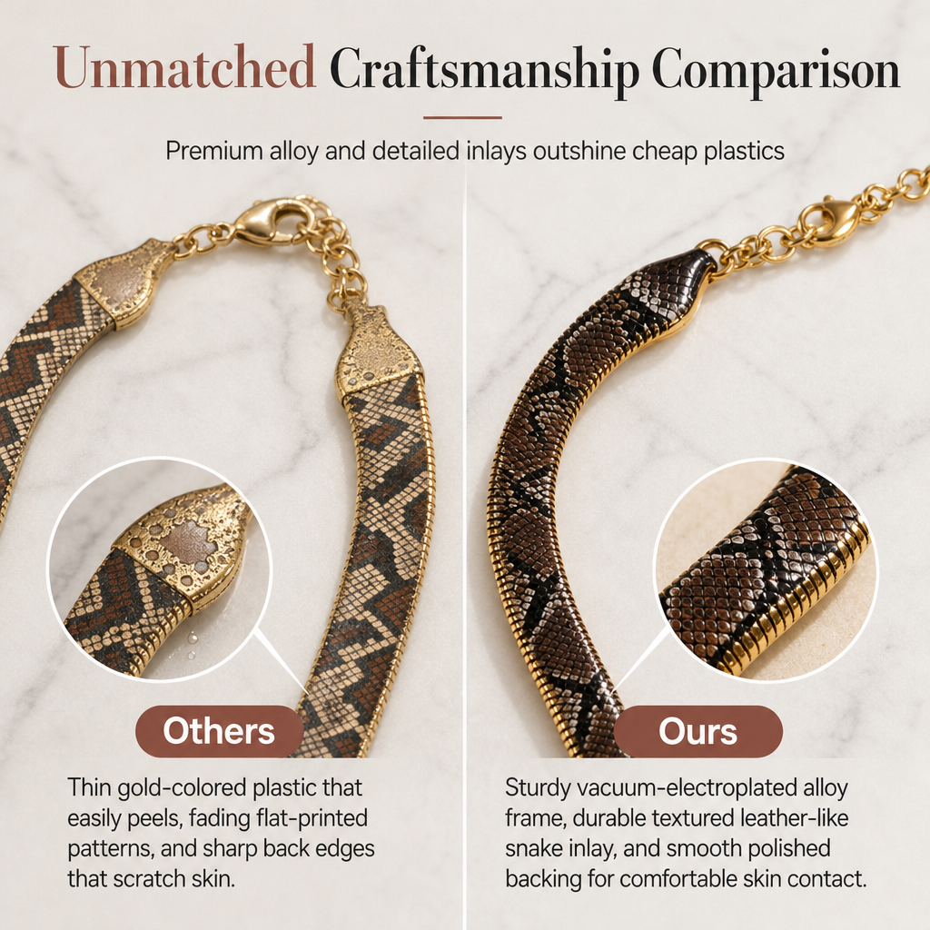 🐍 LIMITED-TIME 50% OFF! ✨ Vintage Snake Pattern Geometric Clavicle Chain – Retro, Eye-Catching, Comfort Fit