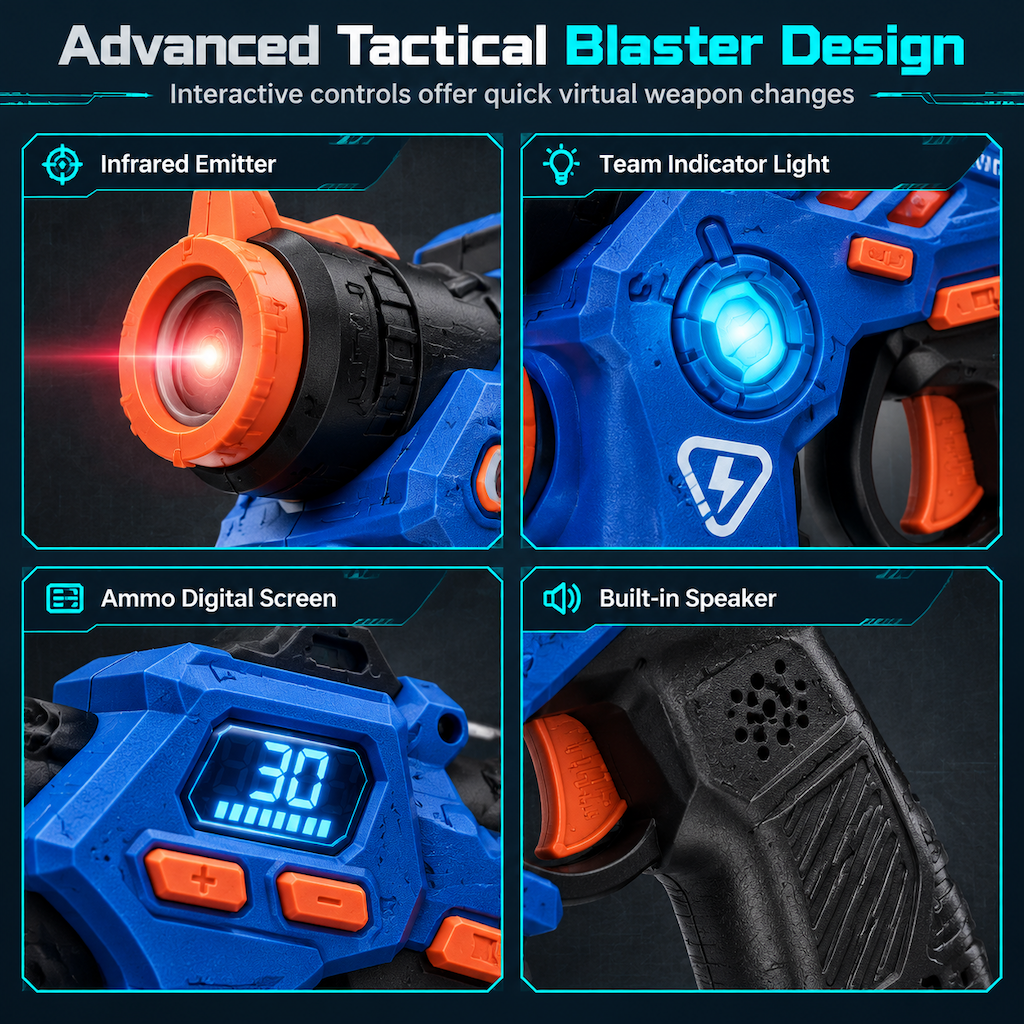 [🎁Free Shipping] Kids Infrared Laser Battle Toy Gun Set with 2 Mini Pistols and 1 Projector featuring Sound and Light