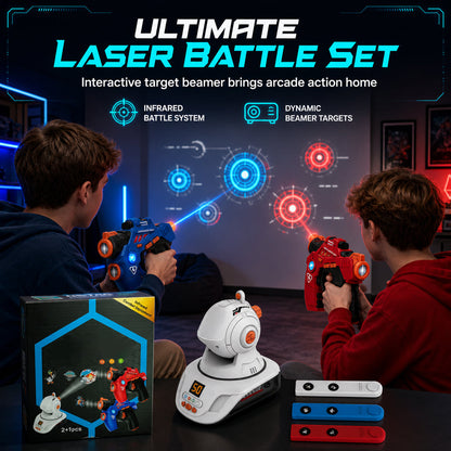 [🎁Free Shipping] Kids Infrared Laser Battle Toy Gun Set with 2 Mini Pistols and 1 Projector featuring Sound and Light