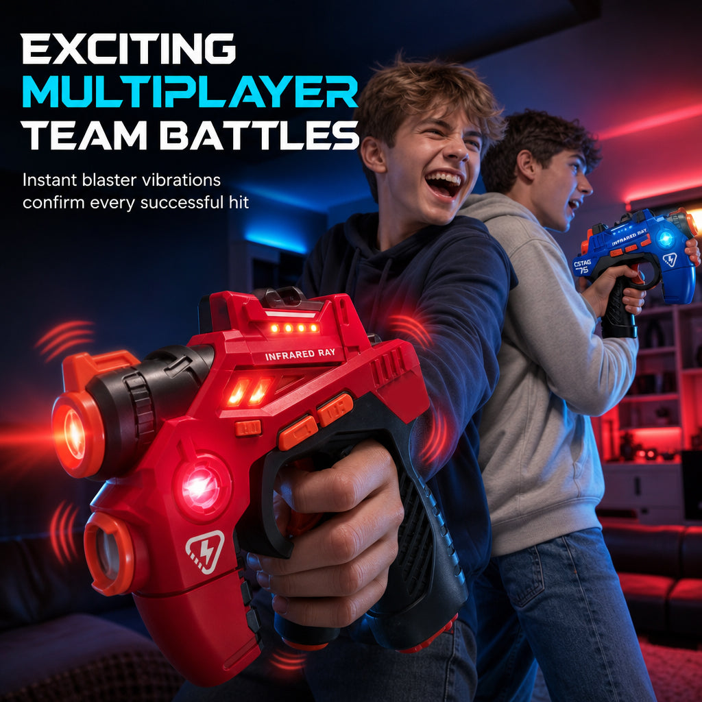 [🎁Free Shipping] Kids Infrared Laser Battle Toy Gun Set with 2 Mini Pistols and 1 Projector featuring Sound and Light