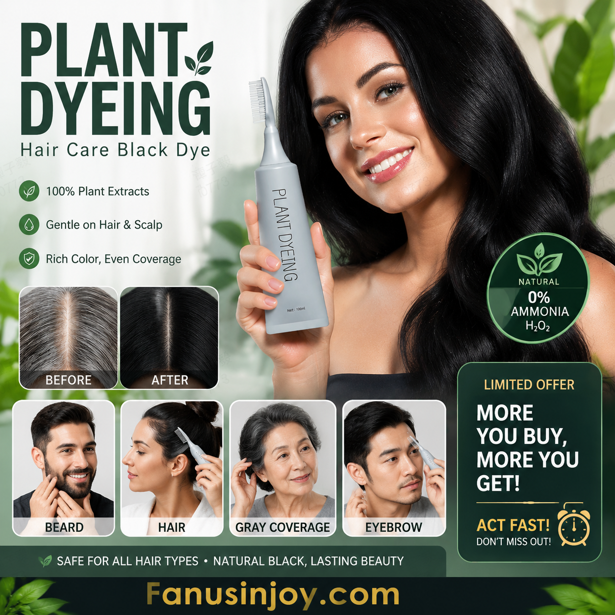 🔥Buy 3 get 2 free🔥The black and lustrous hair is so beautiful-Plant-Based Comb Hair Dye